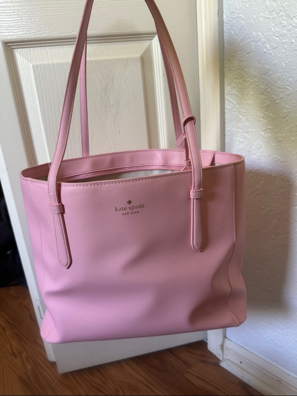 kate spade Pink Leather Tote with Gold Logo